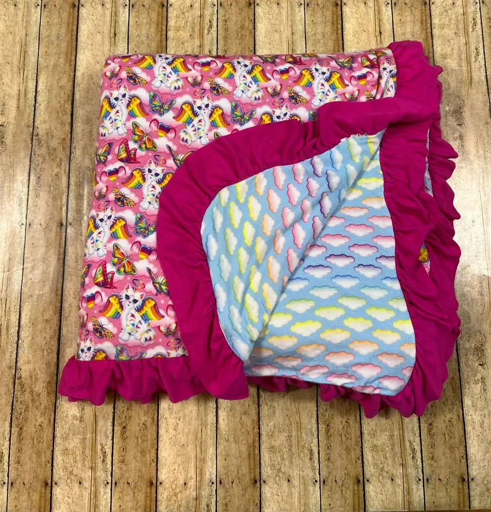 Posh Peanut Lisa Frank Angel Kitty Luxe Patoo Bamboo Blanket 60x60
